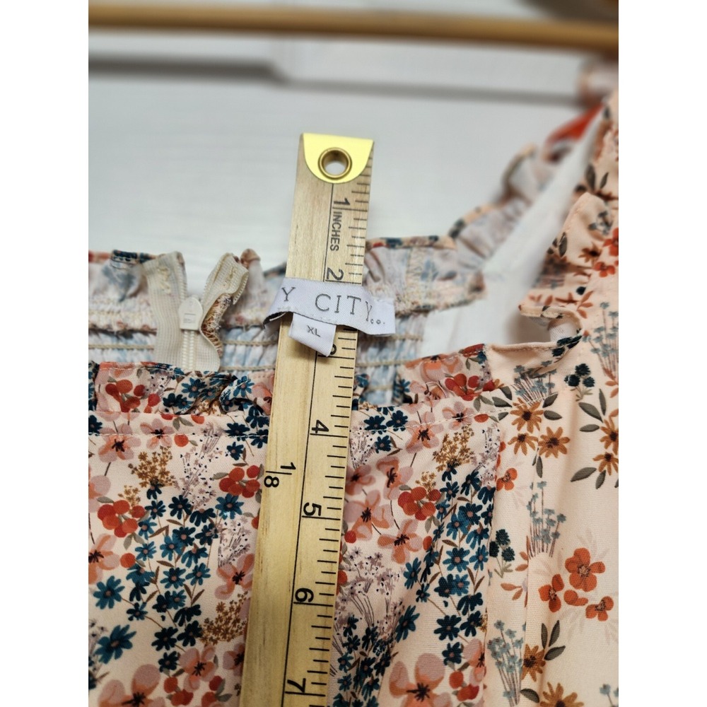 Ivy City Co Flowers For All Dress Womens XL Short sleeve Midi Cottage Peasant - Picture 9 of 10
